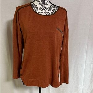 Ya Los Angeles Rust Sweater with Button Accents GUC Large